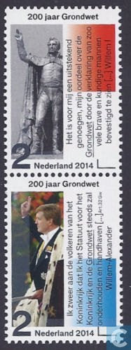 Nederland NVPH nr 3171/2 postfris 200 jaar koninkrijk 2014, Postzegels en Munten, Postzegels | Nederland, Ophalen of Verzenden