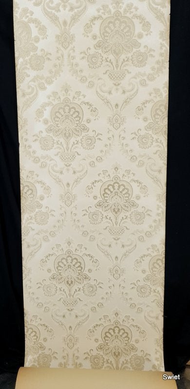 13515 Vintage velour velvet flock wallpaper behang velours, Ophalen of Verzenden, Beige