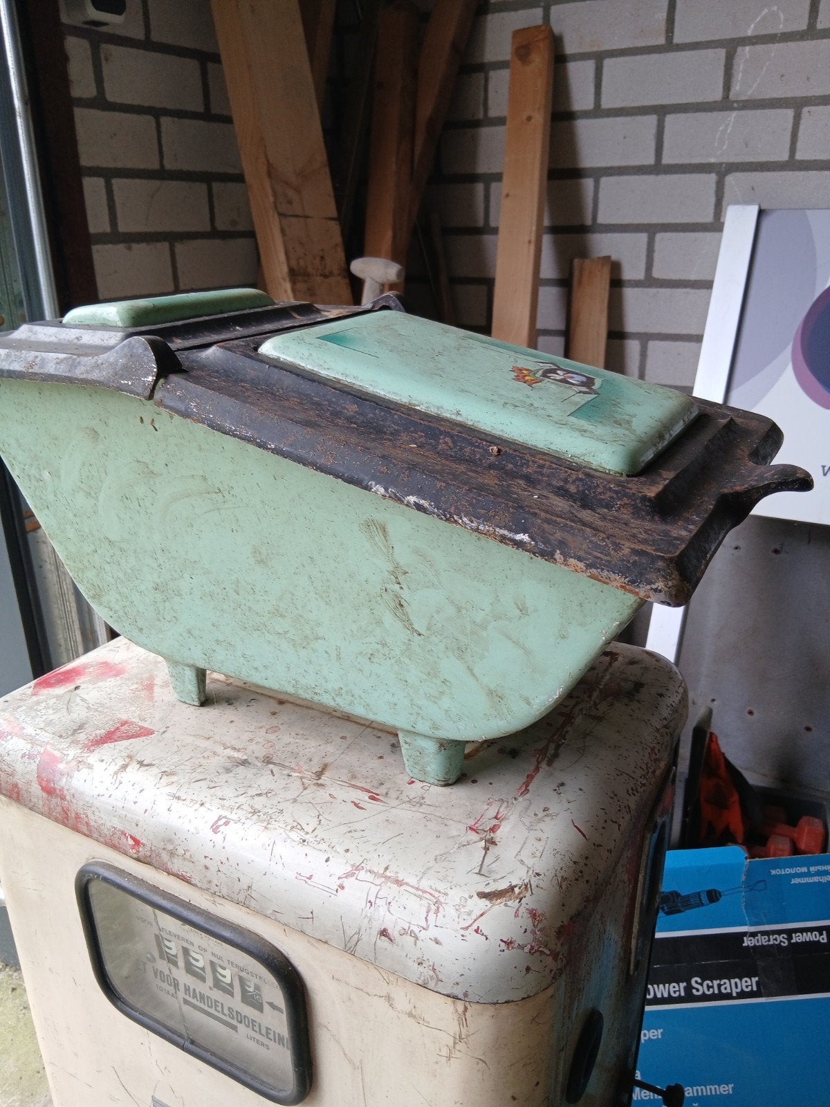 Vintage kolenkit - Groen geëmailleerd, Ophalen of Verzenden