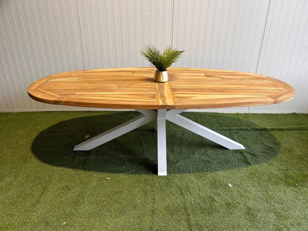 NIEUW! Lifestyle tuintafel 220x120 cm teak/aluminium, Huibers Outdoor & Living, Huibersoutdoorenliving@outlook.com, Teakhout, Nieuw