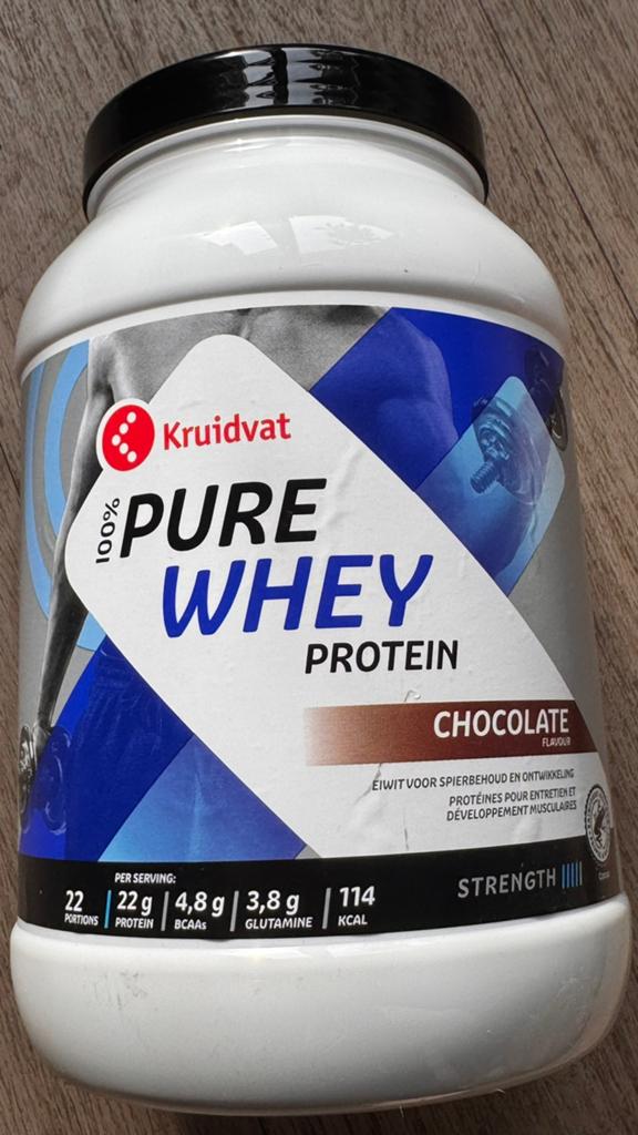 Kruidvat 100% Pure Whey Protein Chocolade, Sport en Fitness, Gezondheidsproducten en Wellness, Ophalen of Verzenden, Nieuw, Poeder of Drank