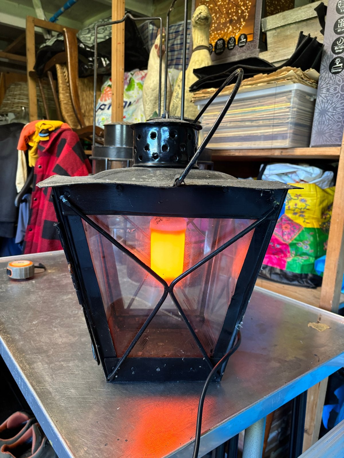 Vintage Zwarte Lantaarn met Vlam Effect Lamp, Ophalen