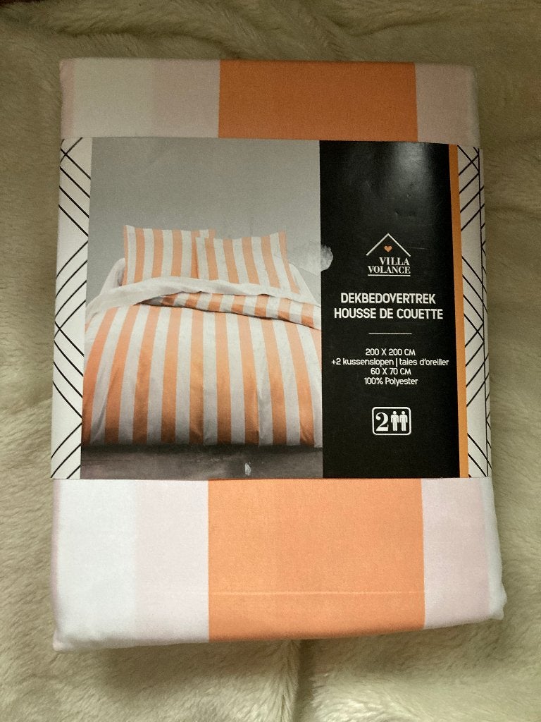 Nieuw gestreept dekbedovertrek - 200 x 200 cm, Ophalen of Verzenden, Nieuw, Jongetje of Meisje, Dekbedovertrek