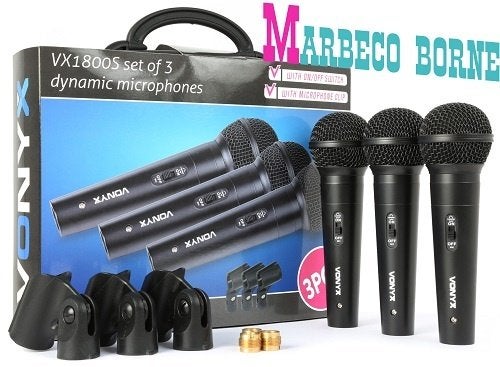 Dynamische Microfoon Set 3 stuks, incl. Microfoon holders, Vonyx, Nieuw, Info@marbeco.nl, Zangmicrofoon