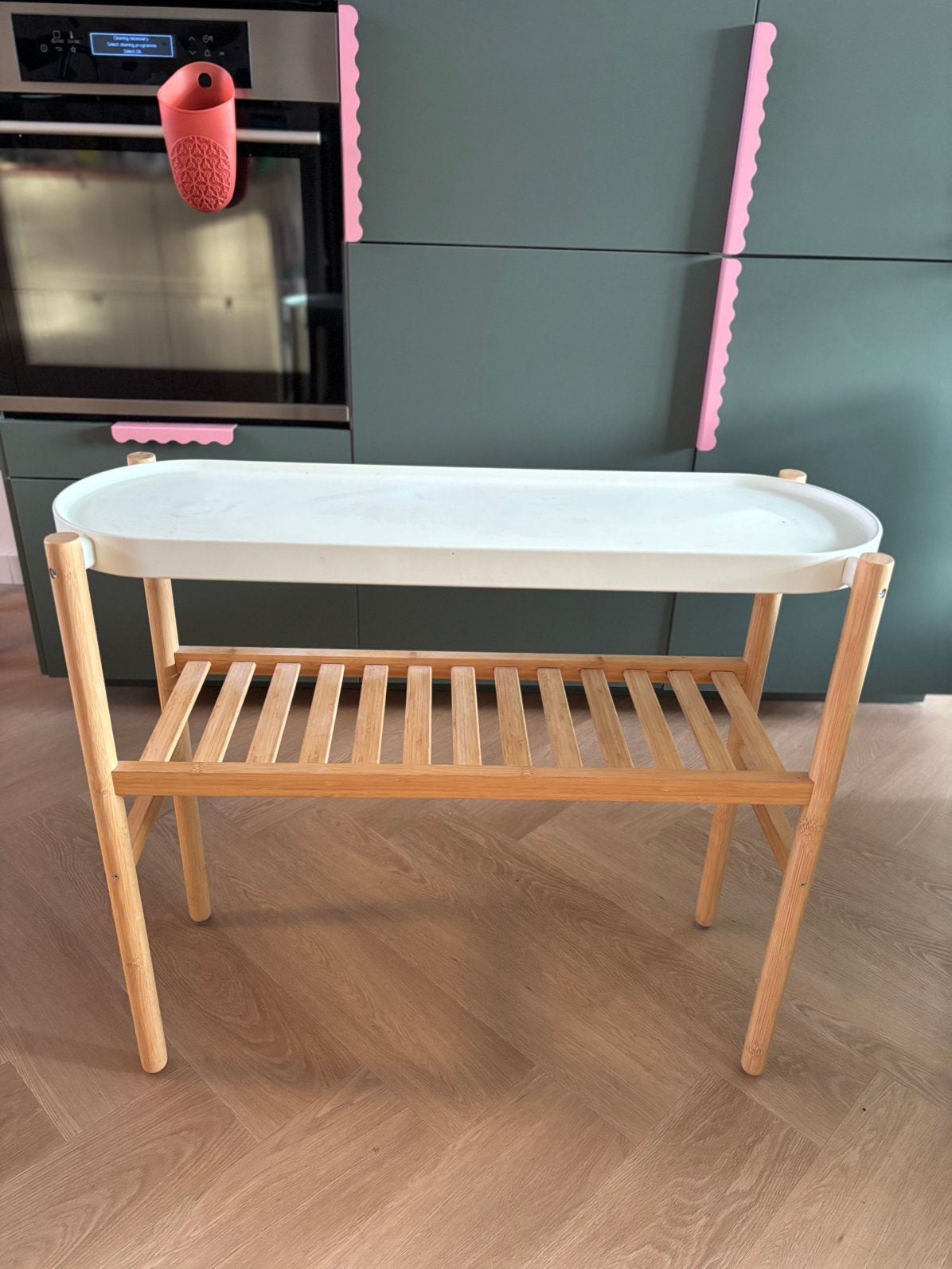 Ikea SATSUMAS bamboo plant stand, Ophalen, Rond, Zo goed als nieuw, 75 cm of meer