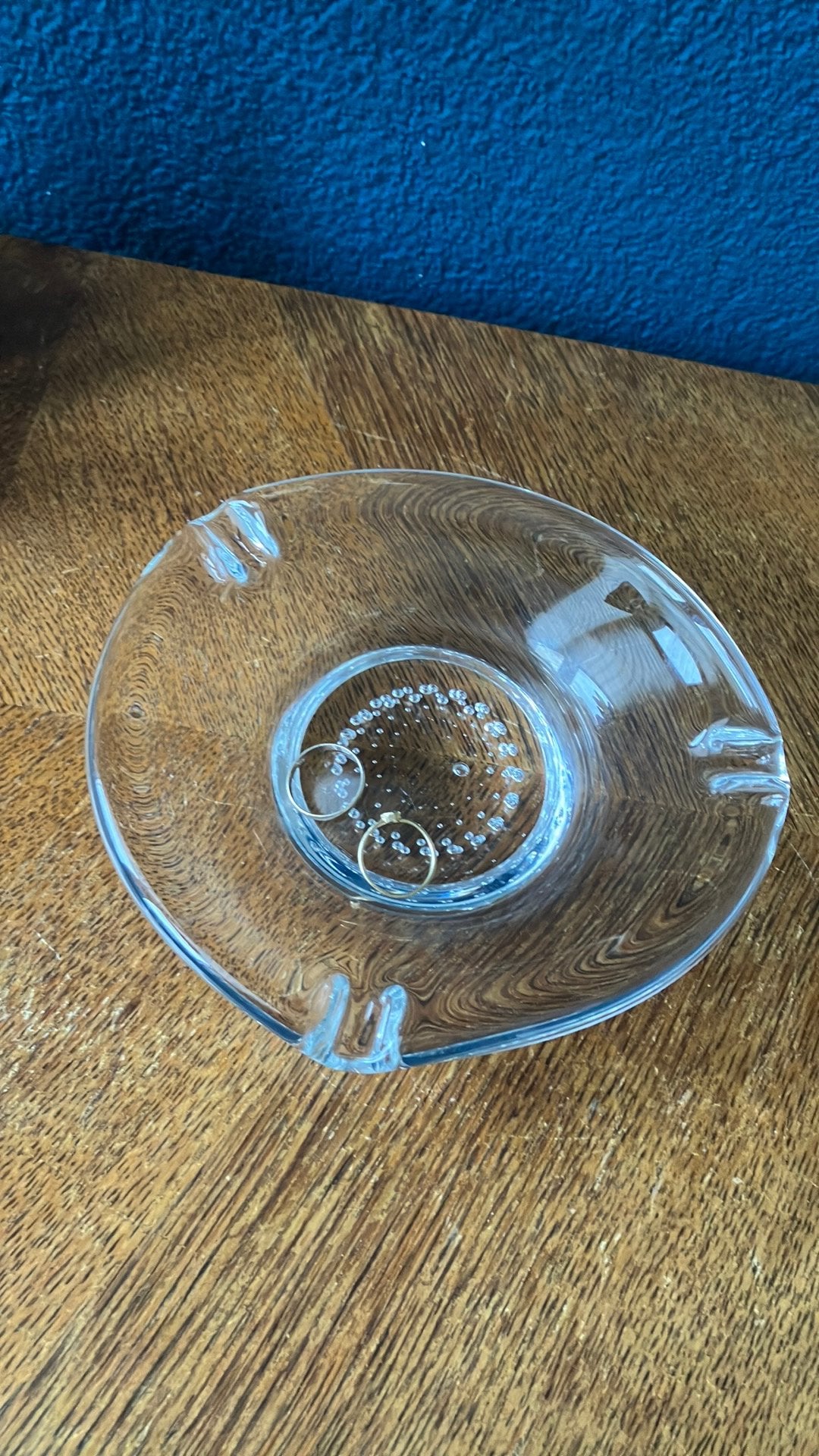 vintage 'spijkerglas' asbak van helder kristal, Ophalen of Verzenden