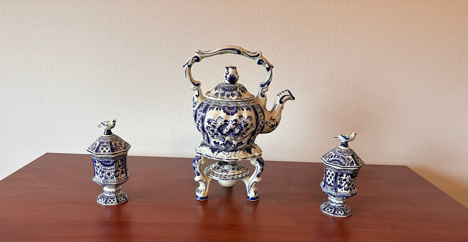 Delfts Blauw theepot met theelichthouders, Buch, Antiek en Kunst, Ophalen