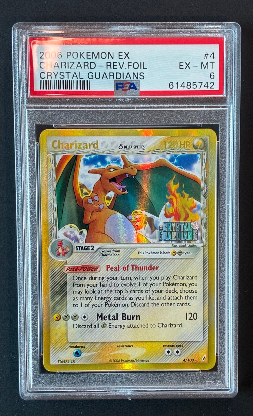 Charizard | PSA 6 | Stamped | Crystal Guardians | Pokemon, Hobby en Vrije tijd, Ophalen of Verzenden, Zo goed als nieuw, Losse kaart