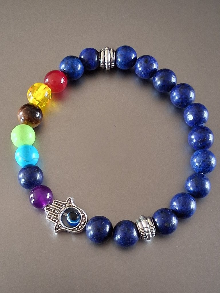 armband chakra hamsa blauwe kralen, Overige materialen, Nieuw, Met bedels of kralen, Verzenden