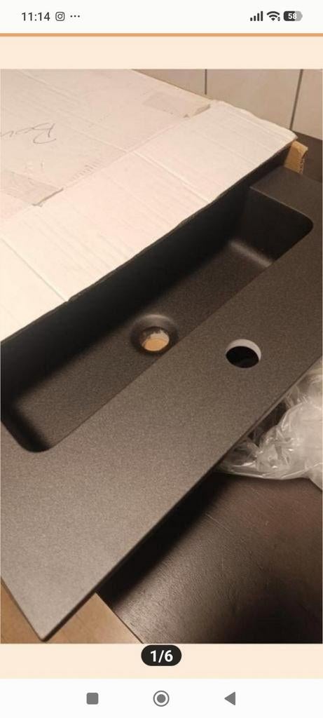 AquaZuro Napoli Wastafel 60cm Zwart - Nieuw in doos, Doe-het-zelf en Verbouw, Sanitair, Ophalen, Nieuw, Wastafel