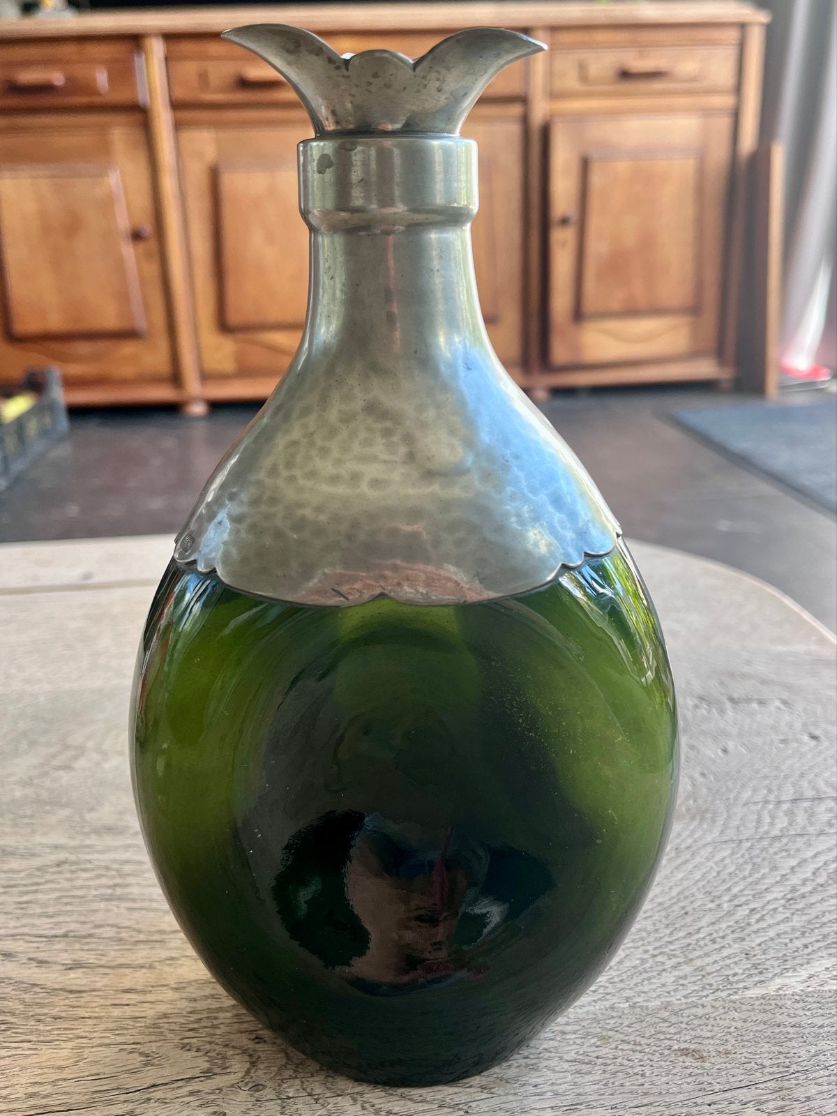 Vintage Art Deco Drankkaraf - Gero, Groen Glas & Tin, Antiek en Kunst, Ophalen of Verzenden