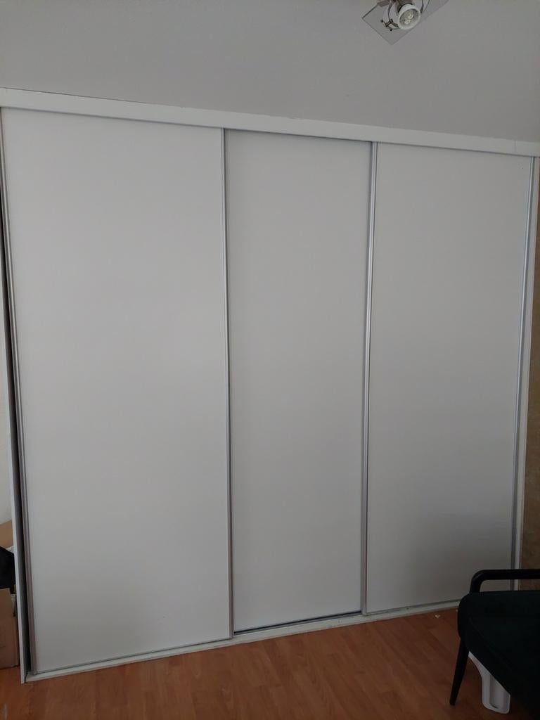 3 schuifdeuren met matzilverkleurige sierlijsten, Ophalen, 200 cm of meer, Overige materialen, Zo goed als nieuw