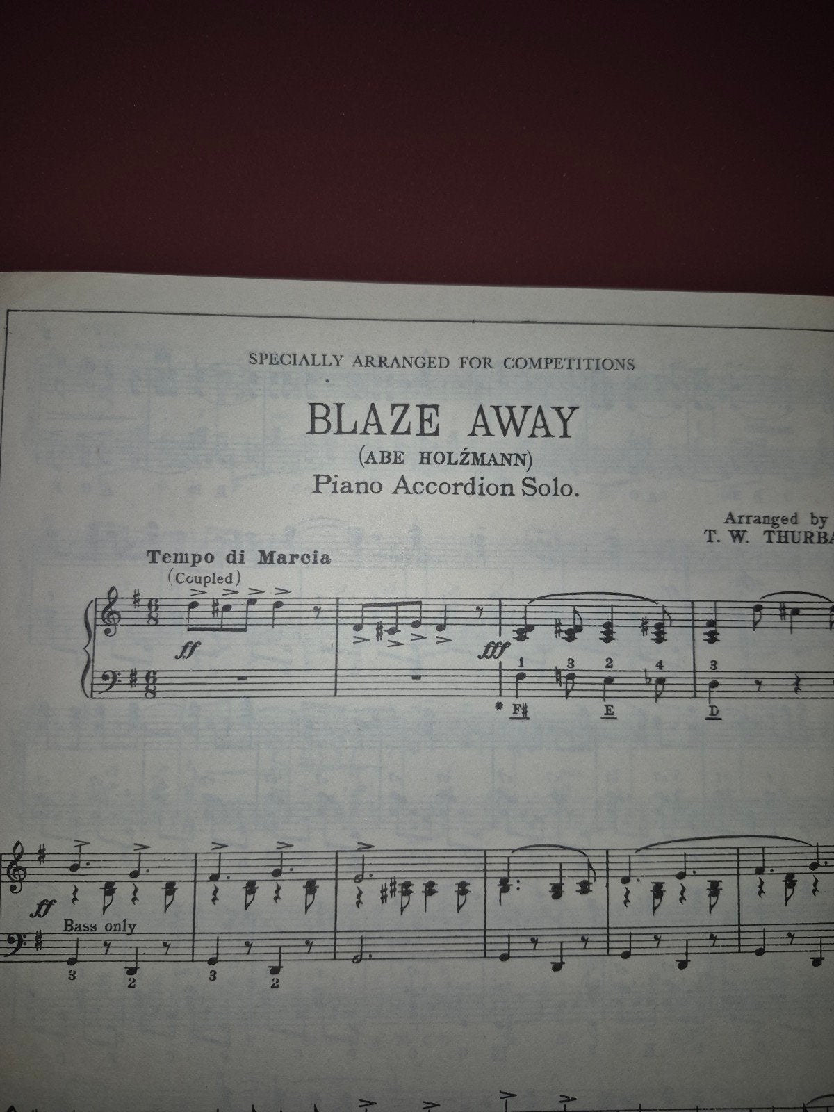 Blaze Away - Piano Accordeon Solo (Abe Holzmann), Gebruikt, Ophalen of Verzenden, Artiest of Componist, Accordeon
