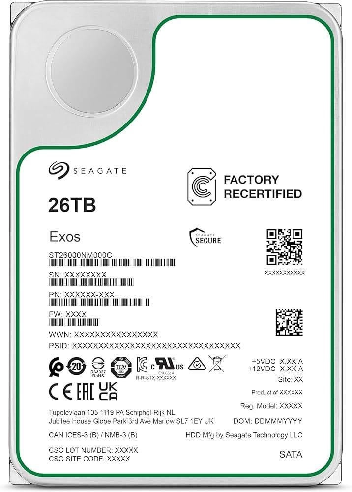 Seagate Exos 26Tb (20 op voorraad), Computers en Software, Harde schijven, Refurbished, Desktop, Intern, HDD, SATA, Ophalen of Verzenden