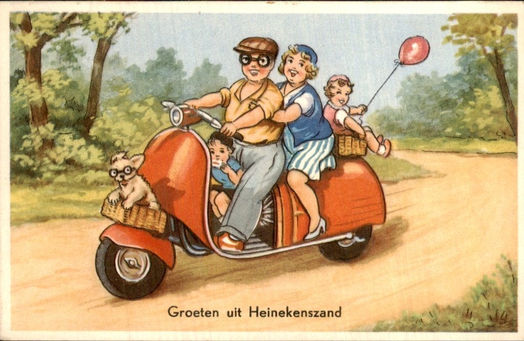 Heinkenszand - Scooter - Gezin met hond, Ophalen of Verzenden, 1940 tot 1960, Gelopen, Zeeland