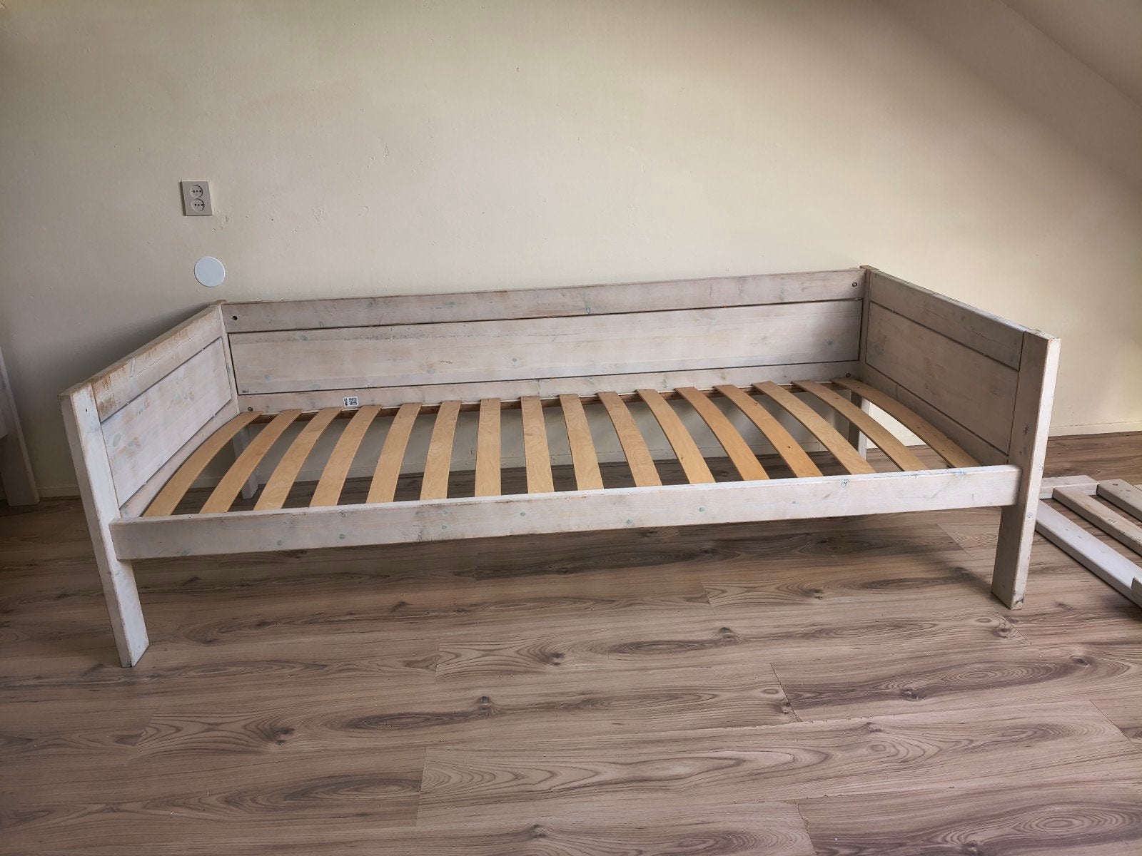 Lifetime bed, massief grenen, white wash, Gebruikt, 90 cm, Eenpersoons, Wit