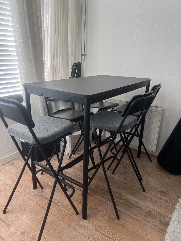 Ikea bartafel met 5 barkrukken, Ophalen, Gebruikt, Overige materialen, 50 tot 100 cm