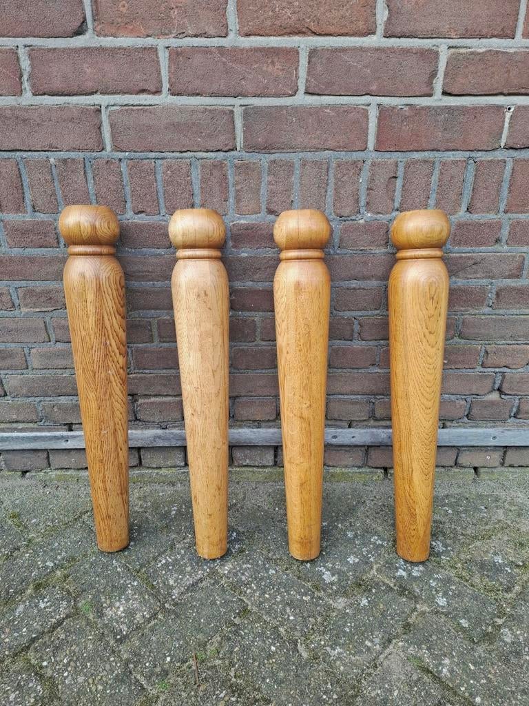 Eiken tafelpoten 66 cm hoog, ca. 8 cm doorsnee, Huis en Inrichting, Tafelonderdelen, Tafelpoot, Gebruikt, 50 tot 100 cm, Eikenhout