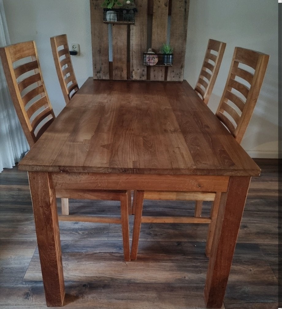 Teakhouten tafel 180/90, Ophalen, Gebruikt, Teakhout, 50 tot 100 cm