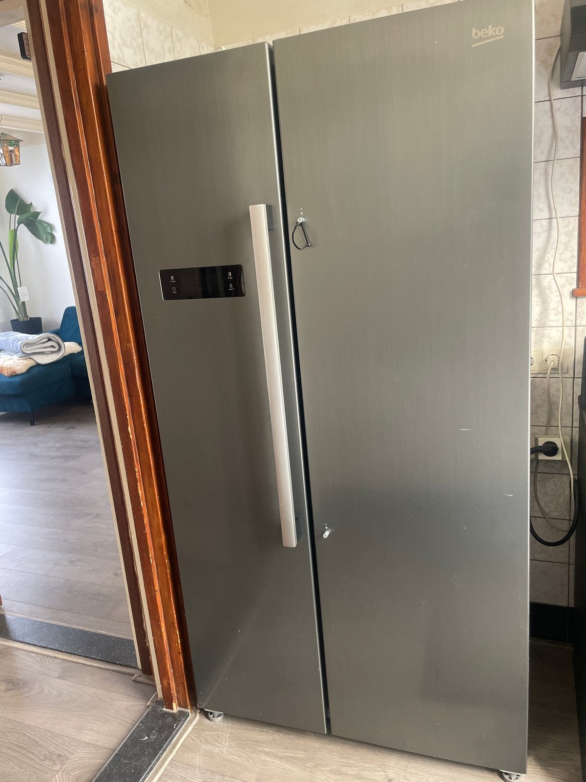 Beko Amerikaanse koelkast met vriezer, Ophalen, Gebruikt, 200 liter of meer, 60 cm of meer