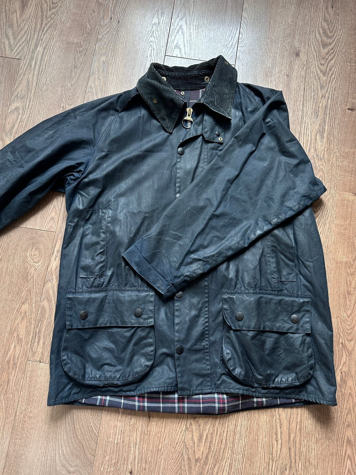 Barbour Beaufort Navy wax C44, Ophalen of Verzenden, Zo goed als nieuw, Maat 56/58 (XL), Blauw