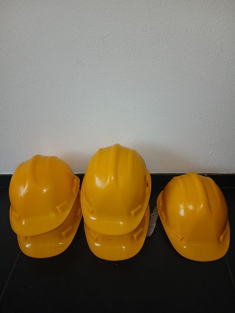 Gele bouwhelmen - Set van 5, Ophalen of Verzenden, Gebruikt