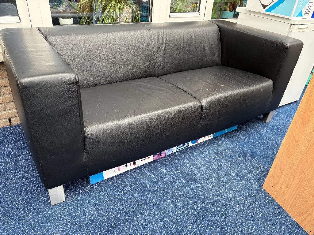 Leren bank, zwart., Ophalen, Gebruikt, 150 tot 200 cm, Driepersoons