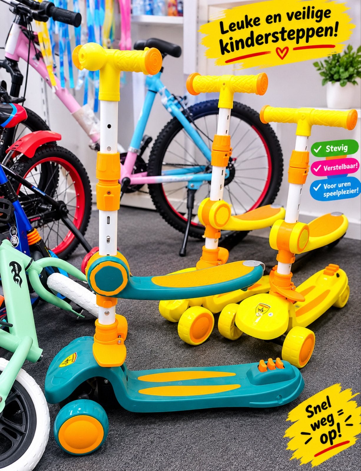Partij Leuke kindersteppen - Stevig en verstelbaar!, Fietsen en Brommers, Ophalen, Nieuw, Gewone step