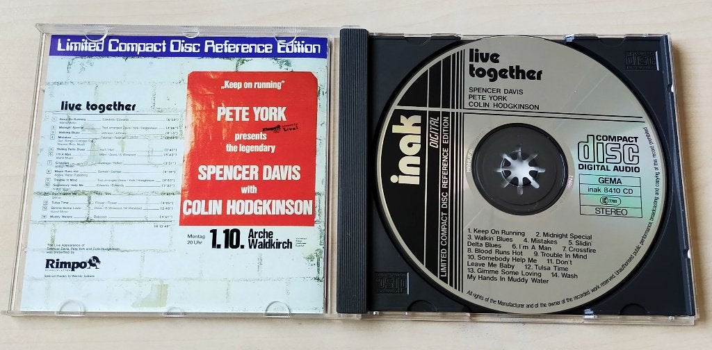 Spencer Davis - Live Together CD 1985 Inak, Cd's en Dvd's, Ophalen of Verzenden, Zo goed als nieuw, Jazz