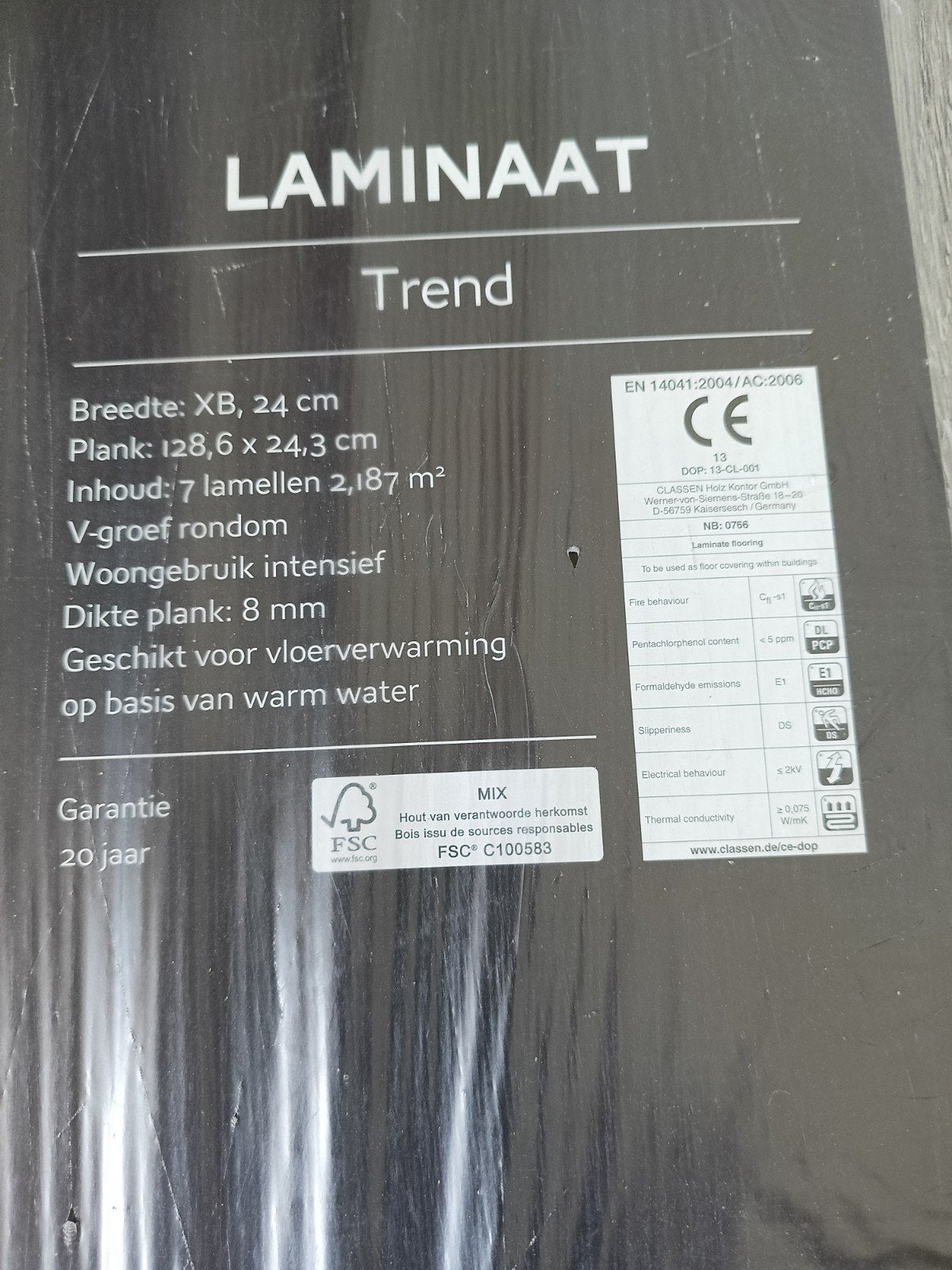 Laminaat taupe grijs v-groef, Ophalen, 50 tot 150 cm, Nieuw, 10 tot 30 cm