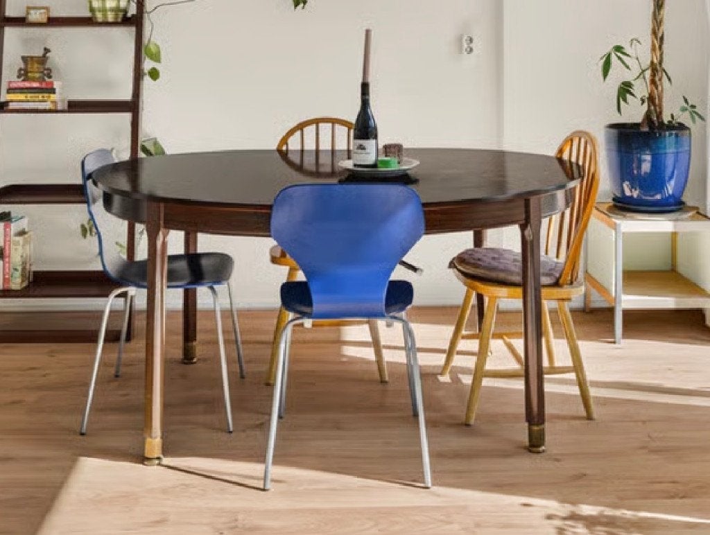Danish design tafel - jaren '60 - moet weg!, Ophalen, 100 tot 150 cm, Zo goed als nieuw, Vijf personen of meer
