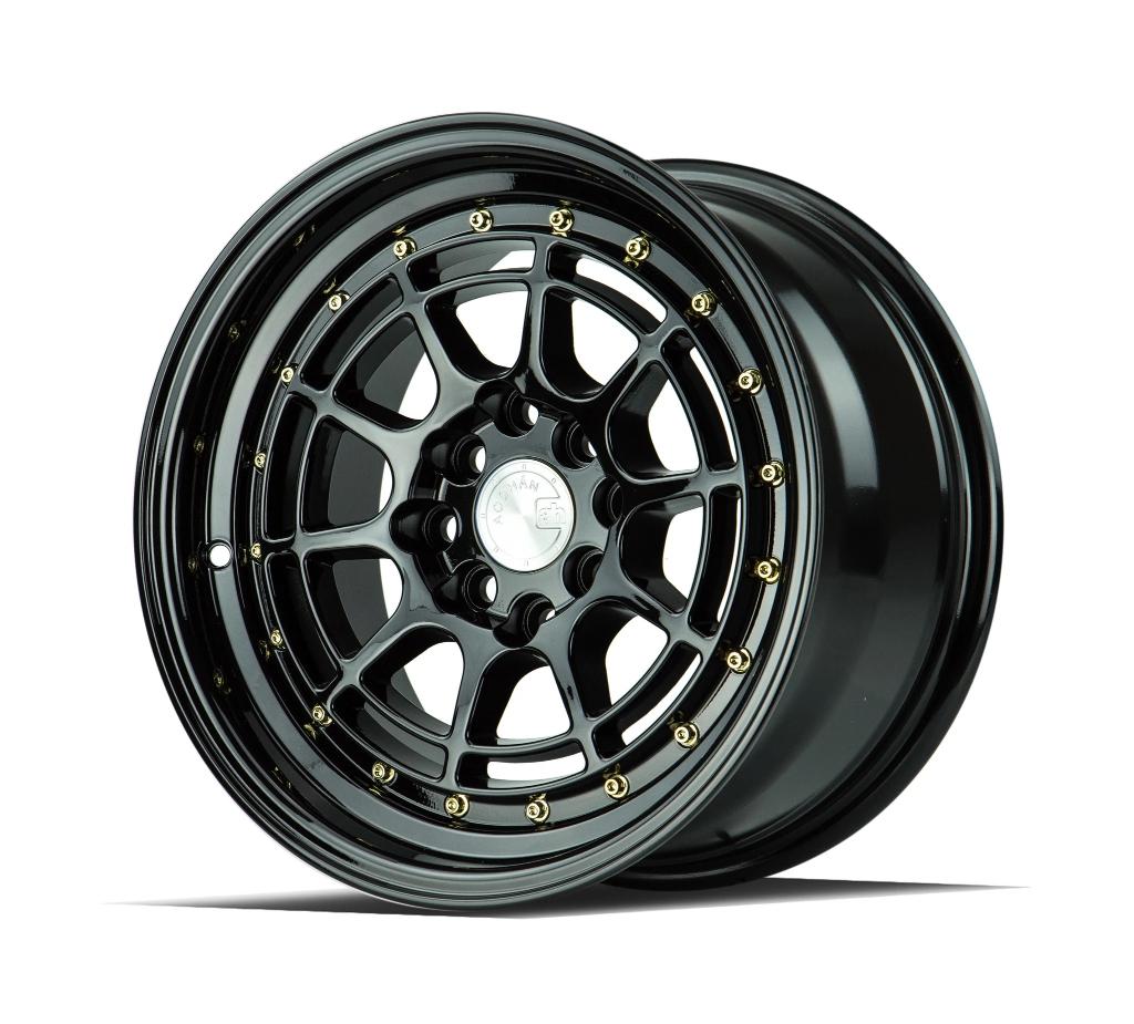 Aodhan AH04 Zwart goud 15 x 8.0J ET20 4x100 4x114.3, Ophalen of Verzenden