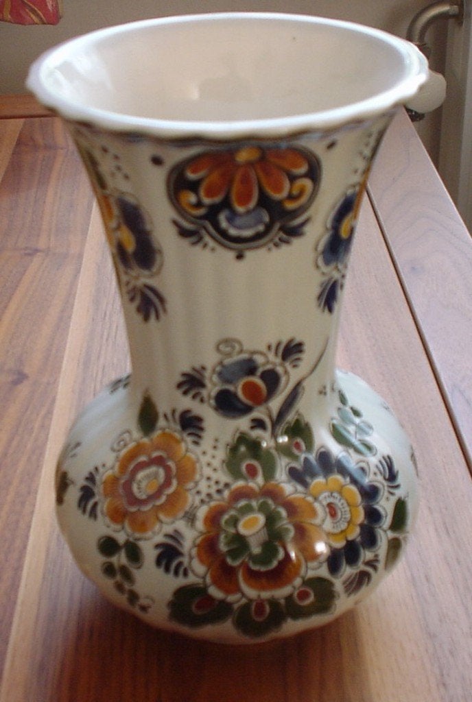 Delft Polygroom genummerde vaas - fraaie (kaststel)vaas, Ophalen of Verzenden