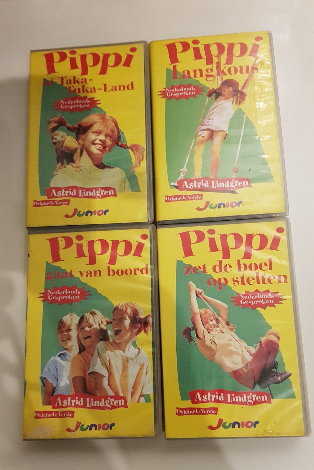 Pippi Langkous VHS Collectie - 4 originele banden, Cd's en Dvd's, Boxset, Gebruikt, Verzenden, Alle leeftijden