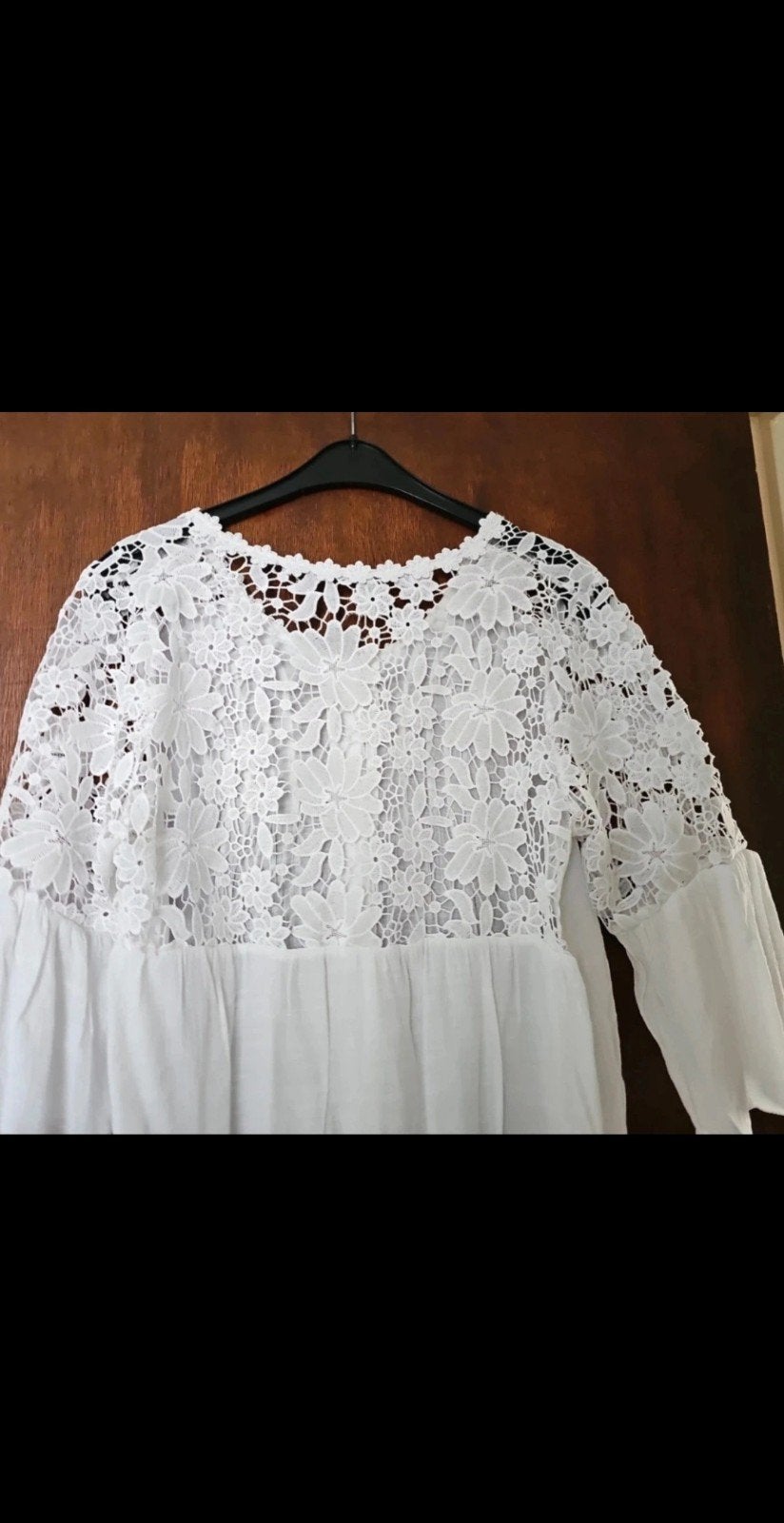 Witte blouse met kanten mouwen en plooien, Maat 38/40 (M), Wit, Ophalen of Verzenden, Onbekend