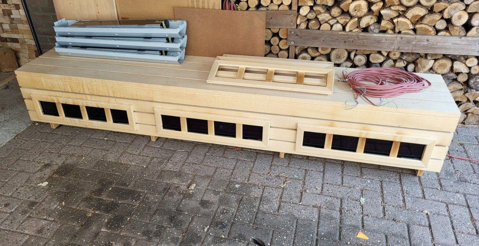 Infrarood sauna bank hout + Schott robax stralers gebruikt, Ophalen, Gebruikt, Infrarood, Toebehoren
