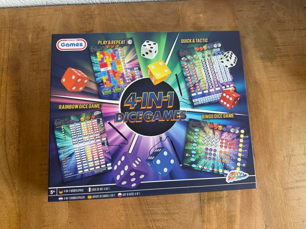 4-in-1 Dobbelspellen - Familieplezier voor Iedereen, Drie of vier spelers, Ophalen of Verzenden, Nieuw