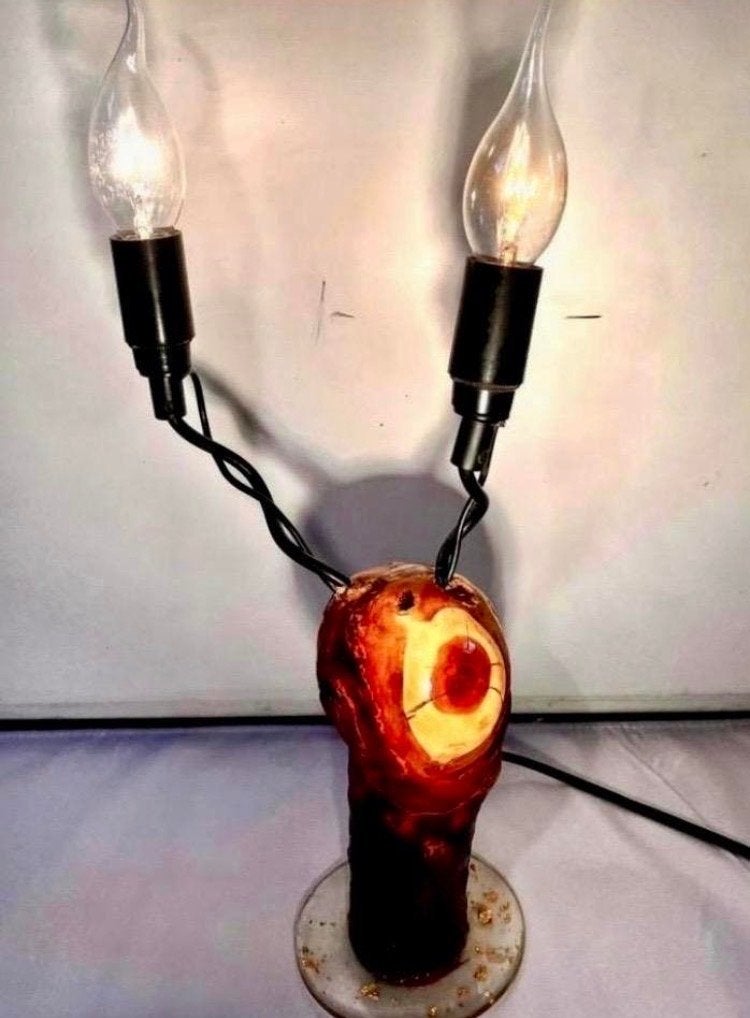 Unieke boomstam lamp met flexibele lampjes en epoxy voet, Ophalen of Verzenden, Nieuw