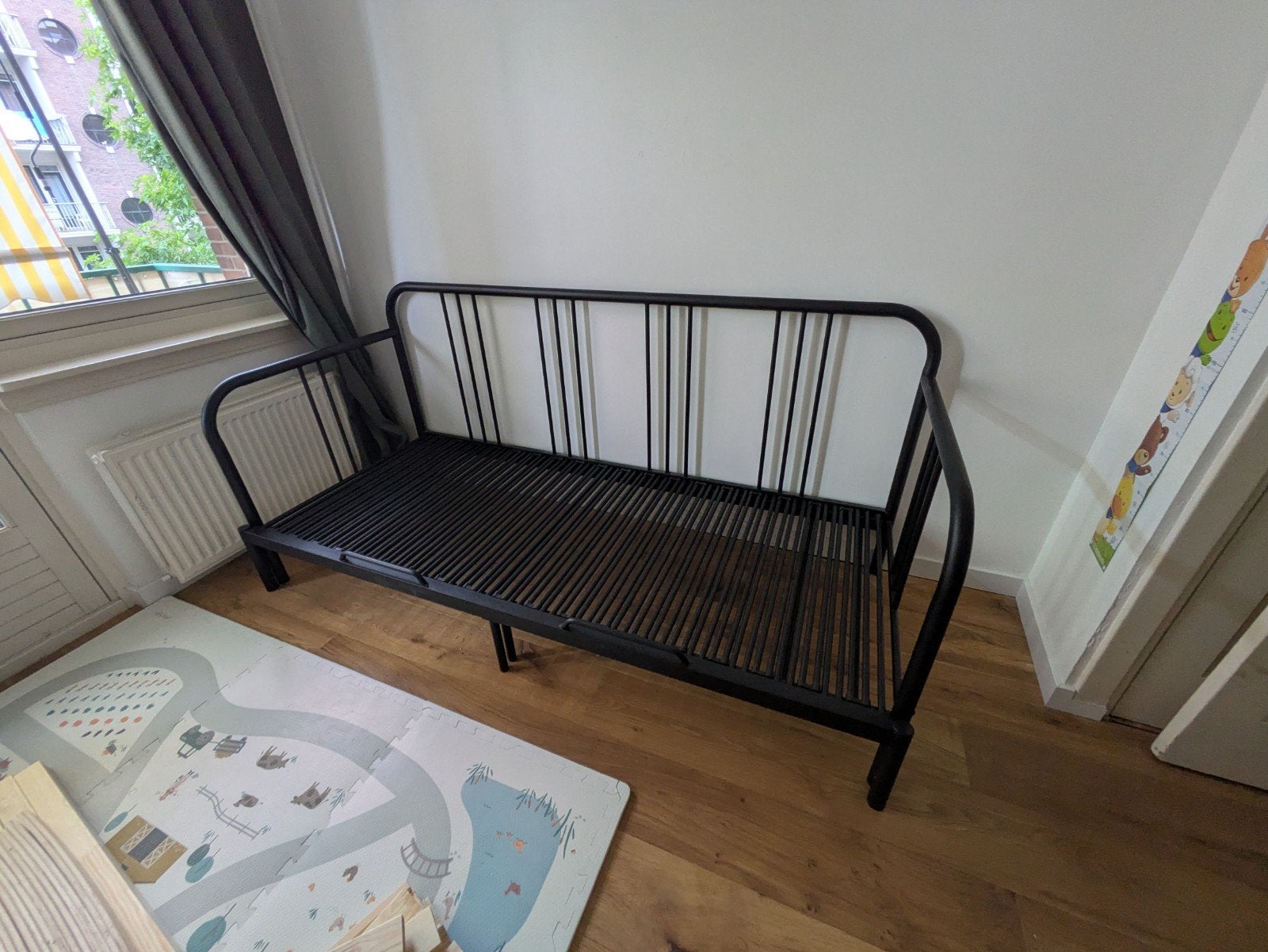 IKEA Fyresdal slaapbank zwart 80x200 cm, Ophalen, Eenpersoons, Zwart, 80 cm