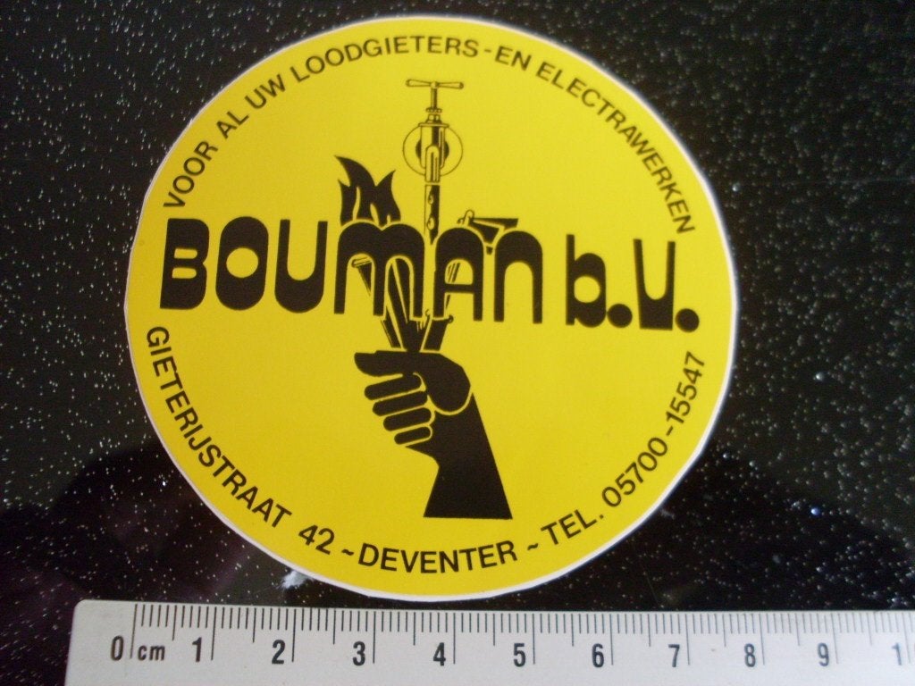 sticker bouman deventer logo loodgieter electrawerken, Verzamelen, Verzenden, Zo goed als nieuw, Bedrijf of Vereniging