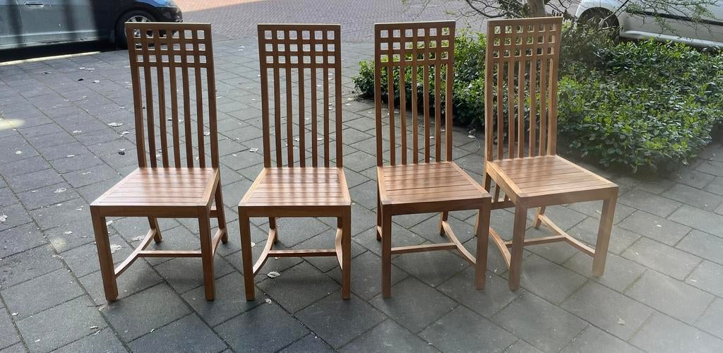 Eetkamerstoelen teak, Huis en Inrichting, Stoelen, Zo goed als nieuw, Vier, Hout, Bruin, Ophalen
