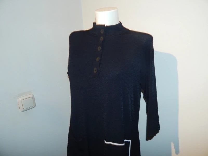 Sarah Pacini tuniek stretch breisel wit accent apart 1size, Maat 38/40 (M), Verzenden, Sarah Pacini, Zwart