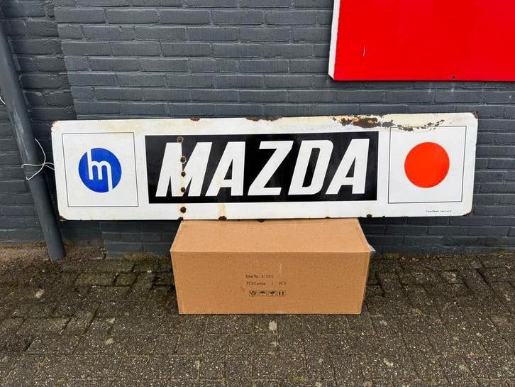 Vintage Mazda Emaille Reclamebord - Uniek Verzamelobject, Ophalen, Reclamebord, Gebruikt, .
