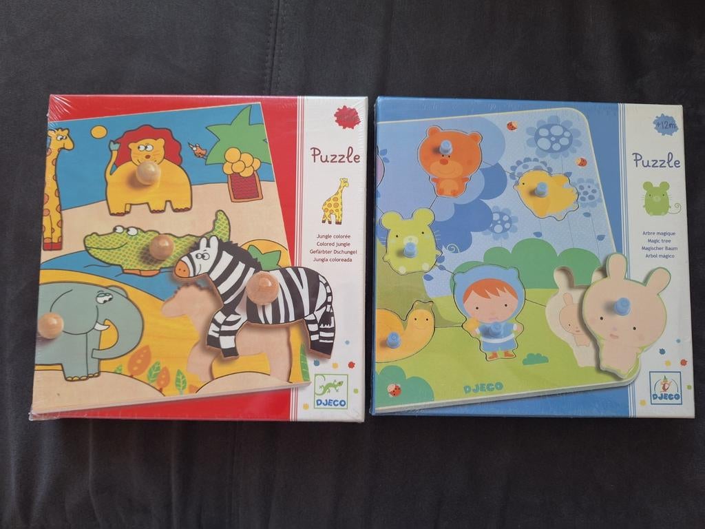 Twee nieuwe houten Djeco puzzels, 2 tot 4 jaar, Nieuw, Ophalen of Verzenden, Van hout