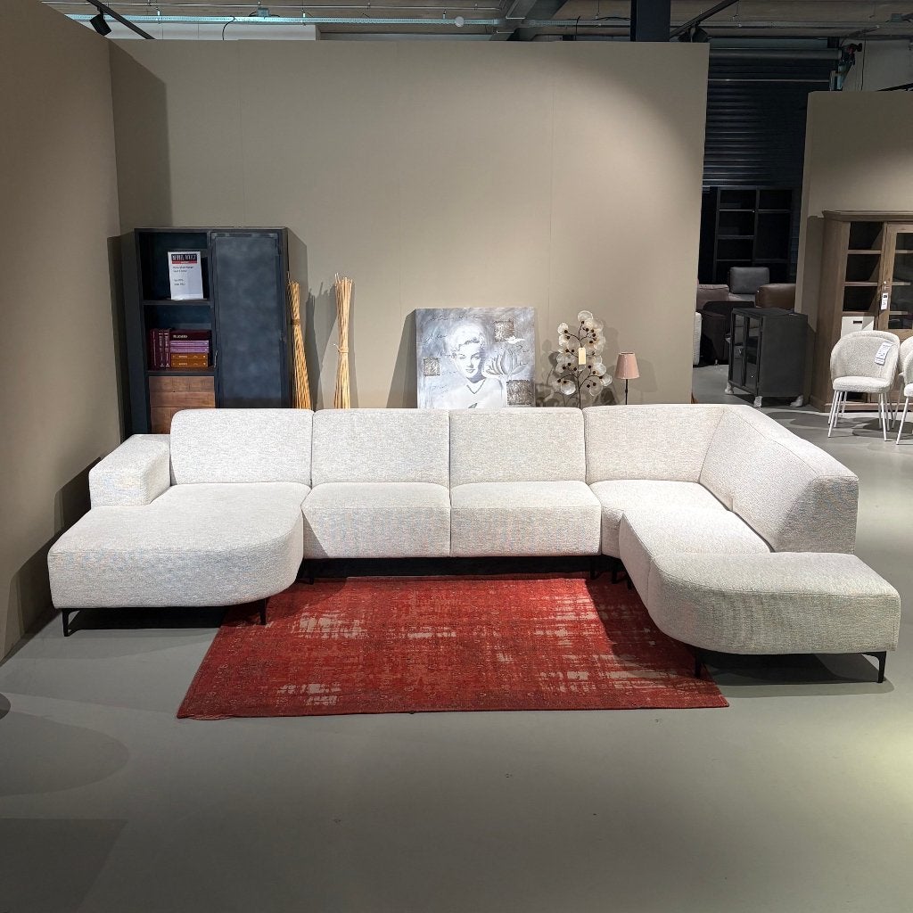 U-bank Beige 380x240cm !!showmodel maar nieuw!!, Ophalen, Japandi, Hoekbank, Vierpersoons of meer