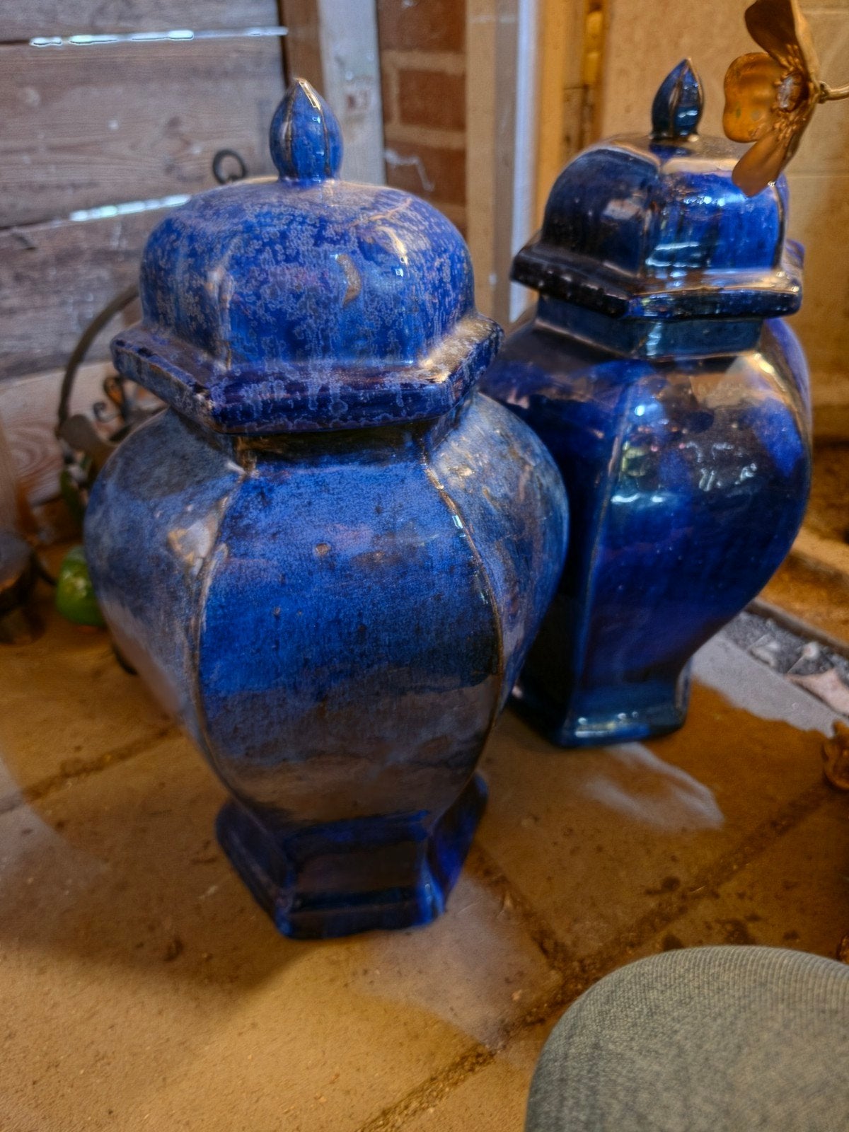 Set van 2 Kobaltblauwe Gemberpotten met Deksel, Ophalen