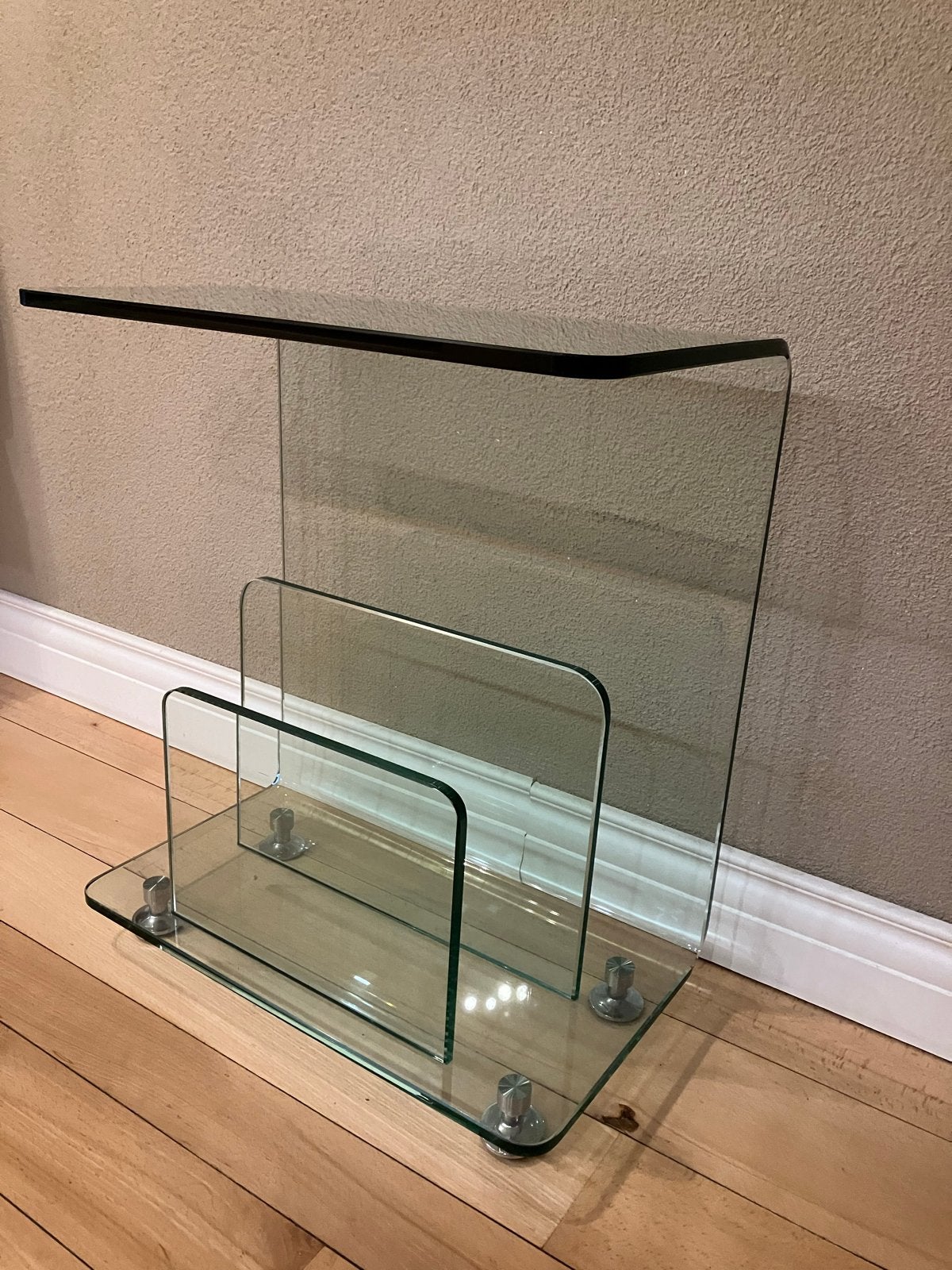 Glazen Lectuurtafel / Tijdschriftenrek - Modern Design, Huis en Inrichting, Ophalen, Meerdere vakken, Modern, Glas