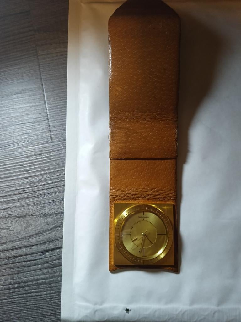 Vintage Jaeger-LeCoultre Reiswekker in Leren Etui, Antiek en Kunst, Antiek | Klokken, Ophalen of Verzenden