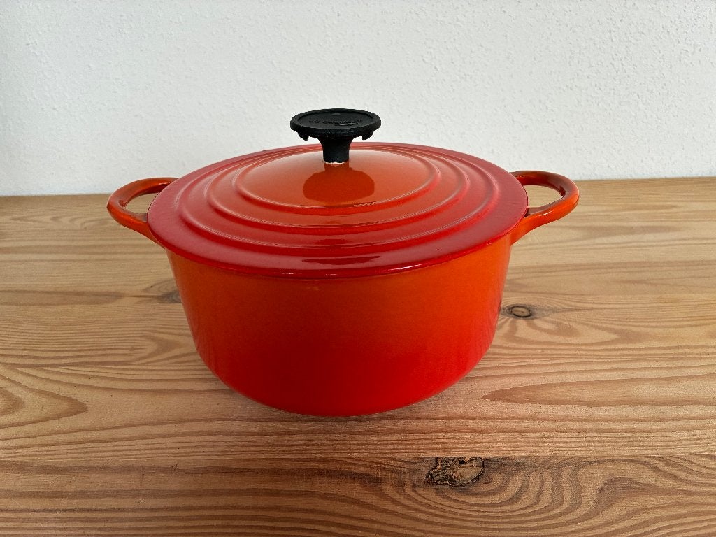Le Creuset pan 18 cm, Le Creuset, Ophalen of Verzenden, Zo goed als nieuw, Braadpan