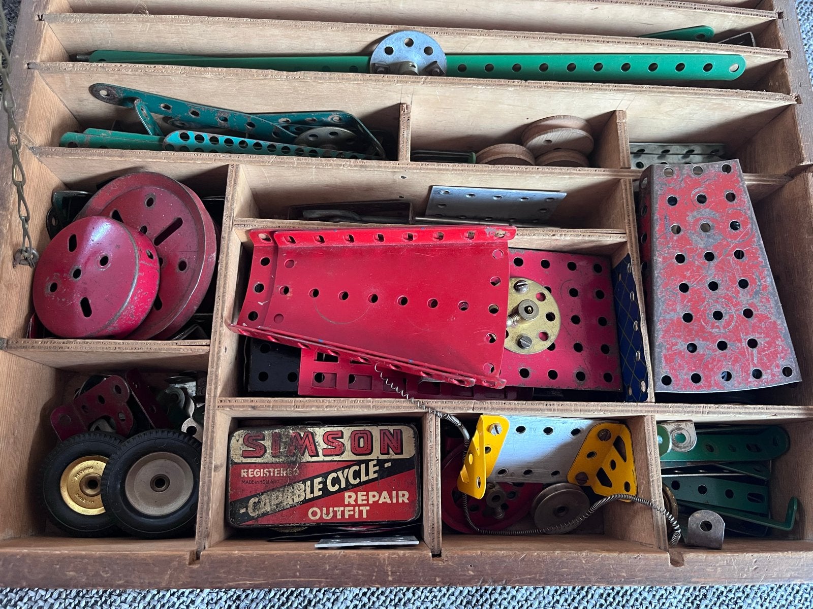 Vintage Meccano Constructie Speelgoed in Houten Kist, Ophalen, Gebruikt, Overige merken